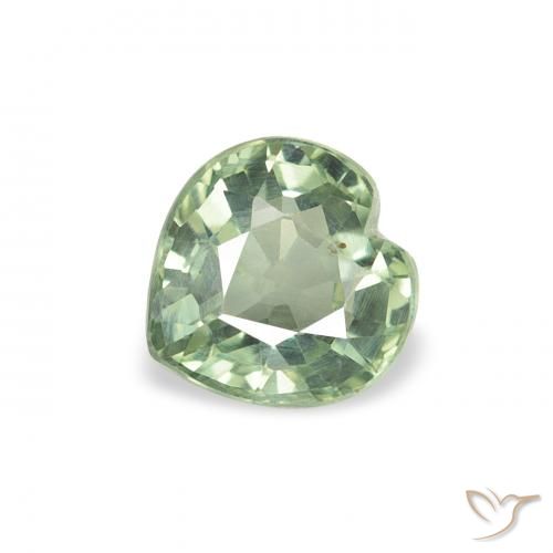 Saphir Vert mousseux naturelle Cœur, 0.68 ct, VS