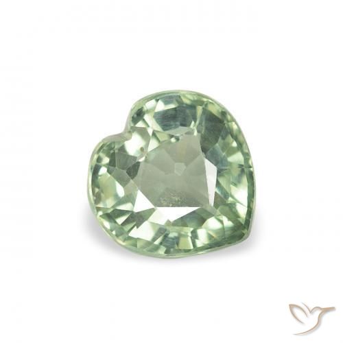 Saphir Vert mousseux naturelle Cœur, 0.68 ct, VS