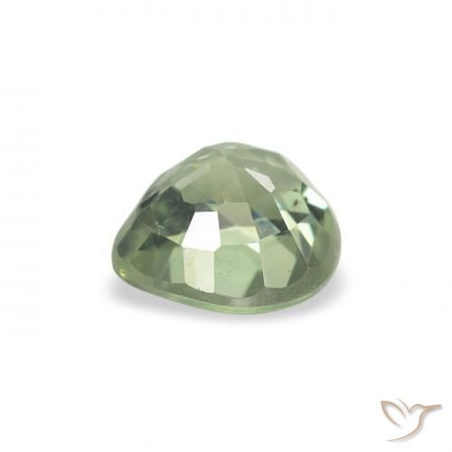Saphir Vert mousseux naturelle Cœur, 0.68 ct, VS
