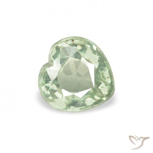 Saphir Vert très clair naturelle Cœur, 0.70 ct, VS