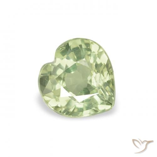 Saphir Vert très clair naturelle Cœur, 0.64 ct, VS