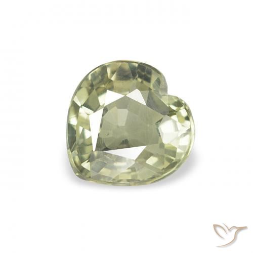 0.70ct Naturel Vert jaunâtre Saphir, Cœur, VVS-VS