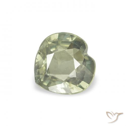 0.55ct Naturel Vert grisâtre Saphir, Cœur, VVS-VS