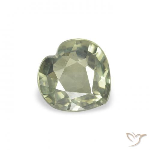 Saphir Vert grisâtre naturelle Cœur, 0.55 ct, VVS-VS