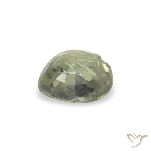 Saphir Vert grisâtre naturelle Cœur, 0.55 ct, VVS-VS