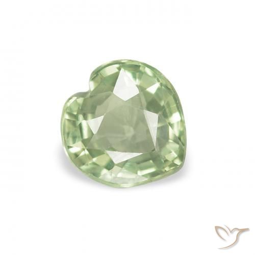 Saphir Vert sauge très clair naturelle Cœur, 0.65 ct, VVS-VS