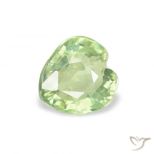 0.73ct Naturel Vert très clair Saphir, Cœur, VS