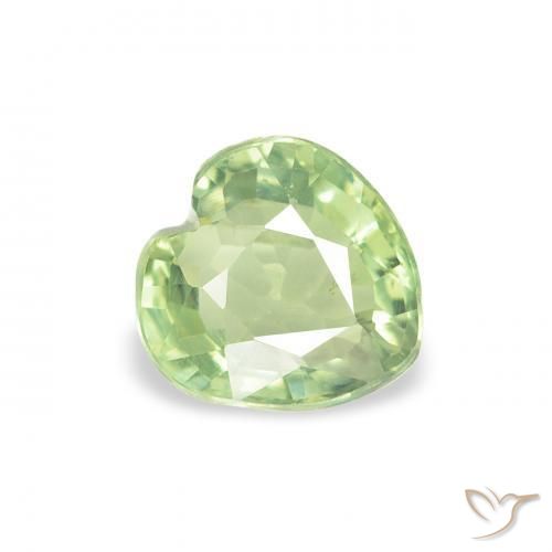 Saphir Vert très clair naturelle Cœur, 0.73 ct, VS
