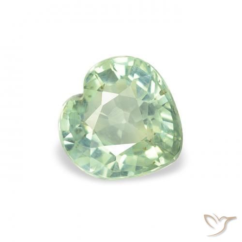 Saphir Vert clair naturelle Cœur, 0.70 ct, VS