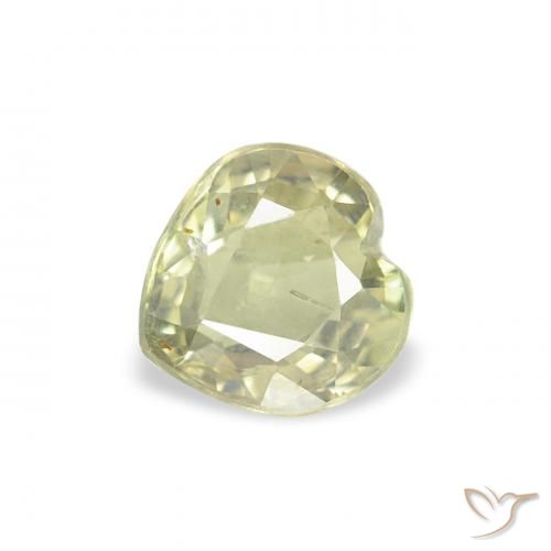 0.60ct Naturel Vert jaunâtre Saphir, Cœur, VS