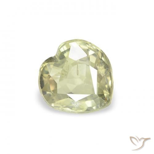 Saphir Vert jaunâtre naturelle Cœur, 0.60 ct, VS
