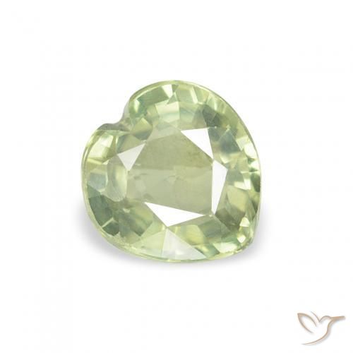 Saphir Vert jaunâtre naturelle Cœur, 0.62 ct, VS
