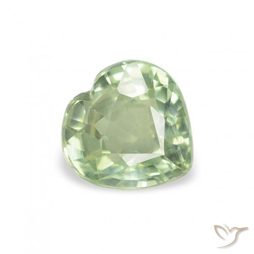 Saphir Vert clair naturelle Cœur, 0.66 ct, VS