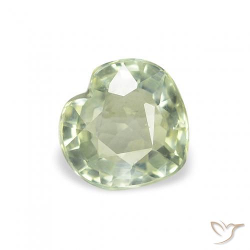 Saphir Vert grisâtre naturelle Cœur, 0.62 ct, VS
