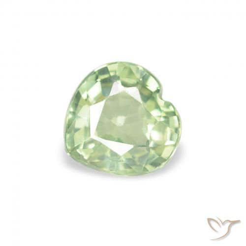 Saphir Vert sauge très clair naturelle Cœur, 0.65 ct, VS