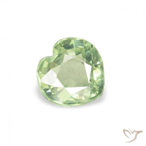 Saphir Vert clair naturelle Cœur, 0.62 ct, VS