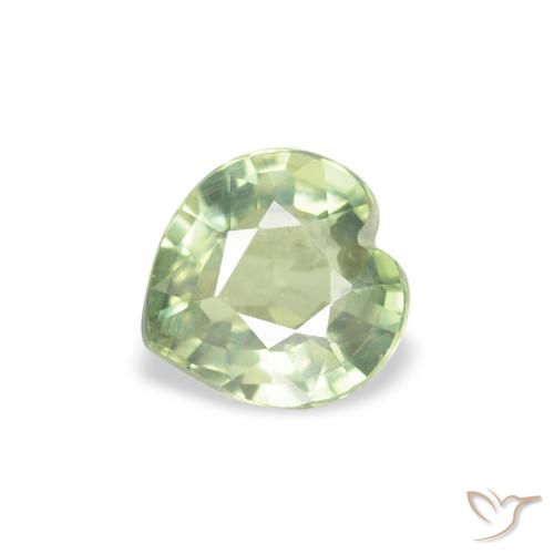 0.61ct Naturel Vert sauge très clair Saphir, Cœur, VS