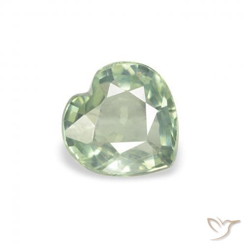 Saphir Vert clair naturelle Cœur, 0.67 ct, VS