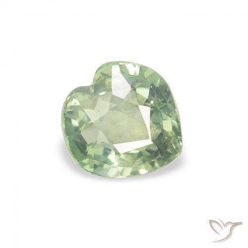 Saphir Vert clair naturelle Cœur, 0.65 ct, VS