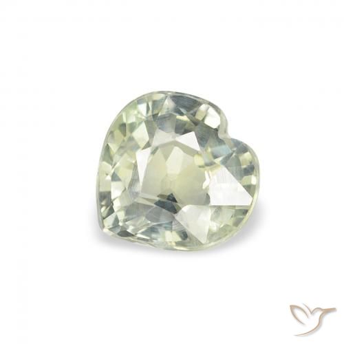 0.67ct Naturel Vert très clair Saphir, Cœur, VS