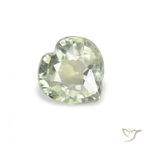 Saphir Vert très clair naturelle Cœur, 0.67 ct, VS