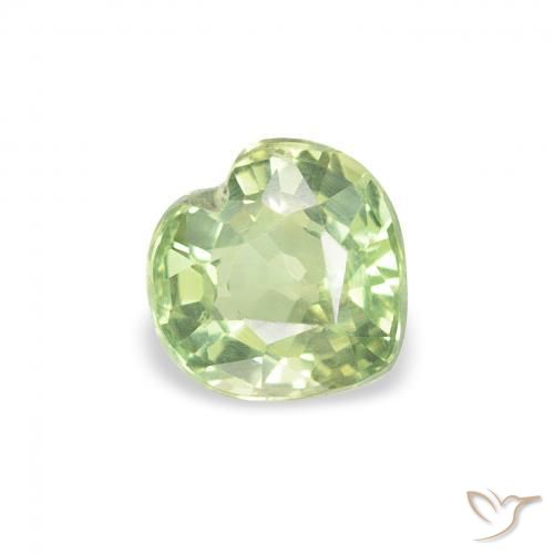 Saphir Vert jaune léger naturelle Cœur, 0.78 ct, VS