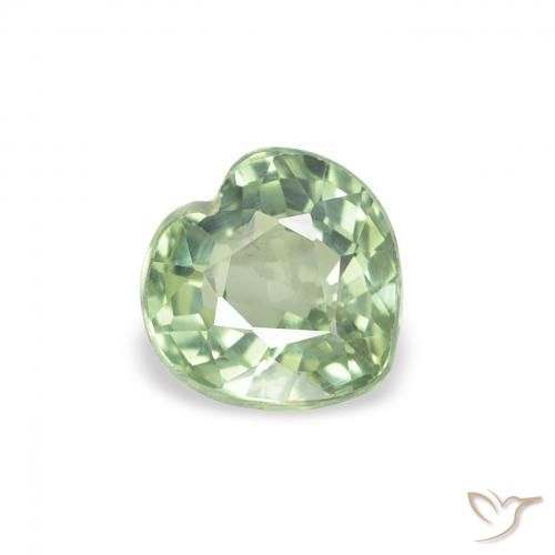 0.76ct Naturel Vert pâle Saphir, Cœur, VS