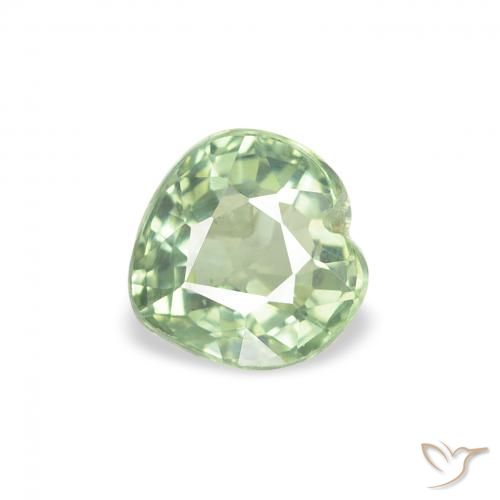 Saphir Vert pâle naturelle Cœur, 0.76 ct, VS