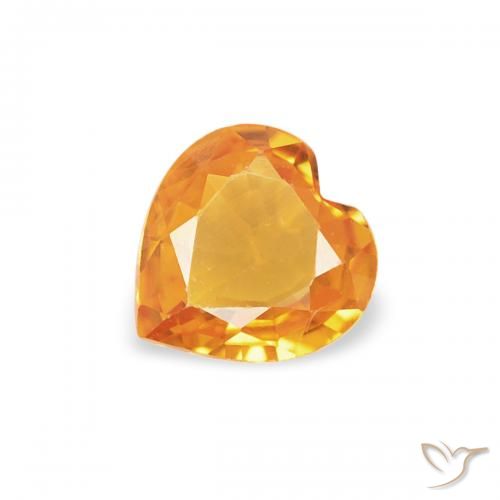 0.32ct Naturel Orange-or Saphir, Cœur, VS