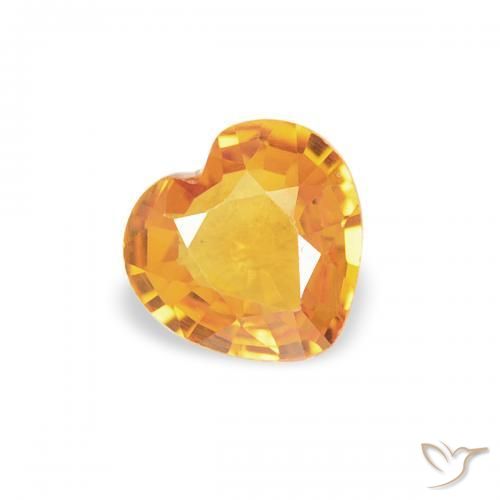 Saphir Orange moyen naturelle Cœur, 0.37 ct, VS