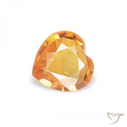 0.32ct Naturel Orange-or Saphir, Cœur, VS