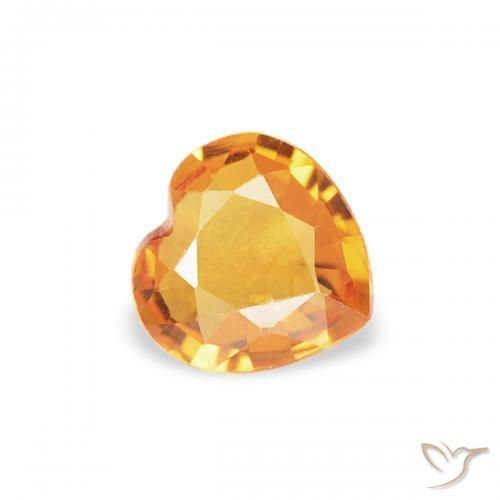 Saphir Orange-or naturelle Cœur, 0.32 ct, VS