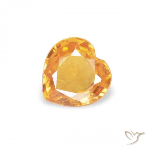 0.32ct Naturel Orange-or Saphir, Cœur, VS