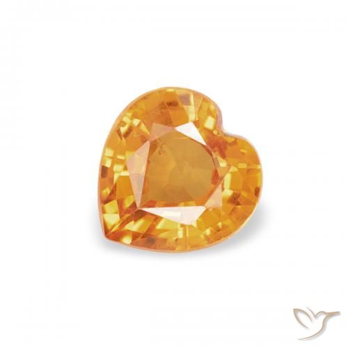 0.39ct Naturel Orange-or Saphir, Cœur, VS