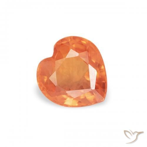 Saphir Orange abricot chaud naturelle Cœur, 0.42 ct, VVS-VS