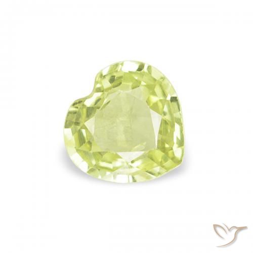 Saphir Vert citron naturelle Cœur, 0.36 ct, VS