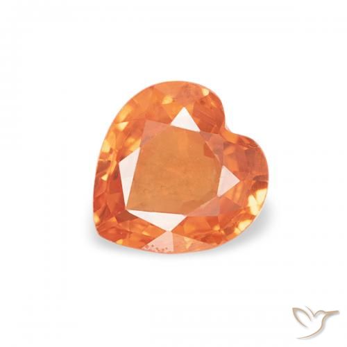 0.45ct Naturel Orange feu Saphir, Cœur, VVS-VS