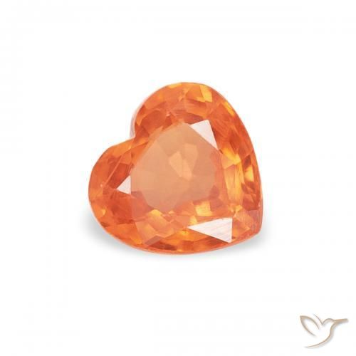 Saphir Orange rougeâtre naturelle Cœur, 0.40 ct, VVS-VS