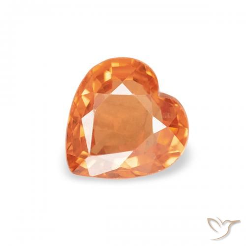 Saphir Orange moyen naturelle Cœur, 0.38 ct, VVS-VS