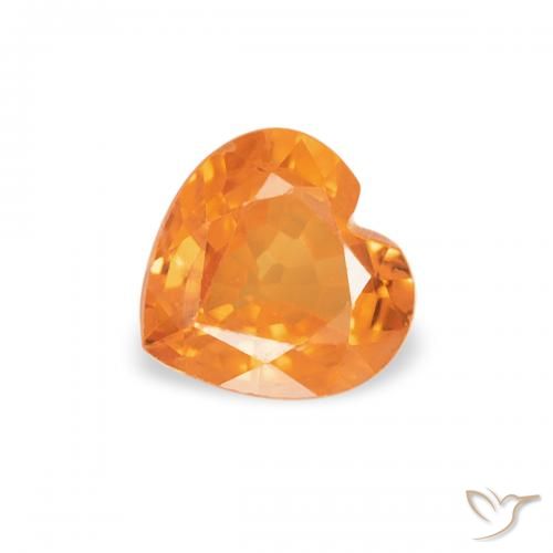 0.44ct Naturel Orange vif Saphir, Cœur, VVS-VS