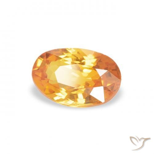 Saphir Or orange foncé naturelle ovale, 0.60 ct, VS