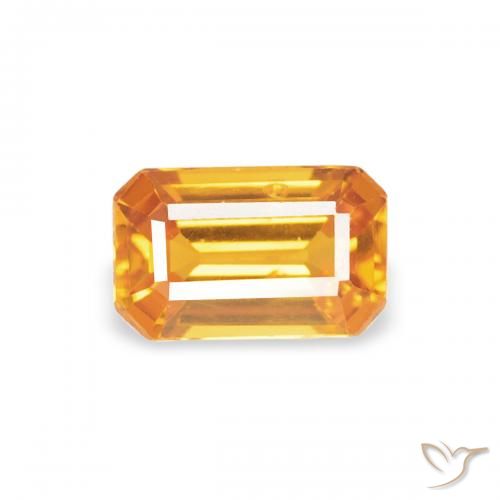 0.41ct Naturel Orange-or Saphir, Taille émeraude, VS