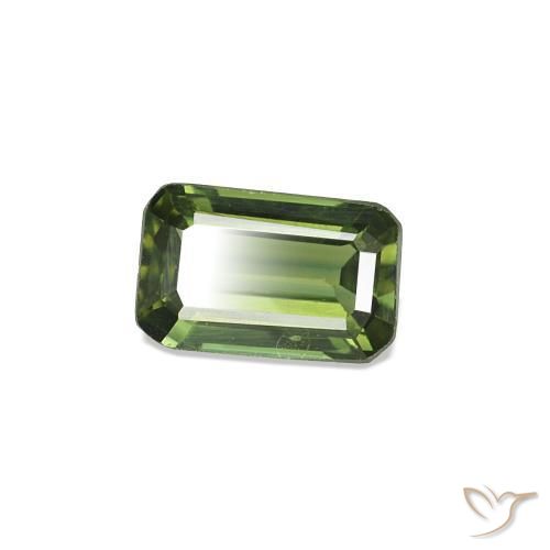 Saphir vert naturelle taille émeraude, 0,38 ct, VS