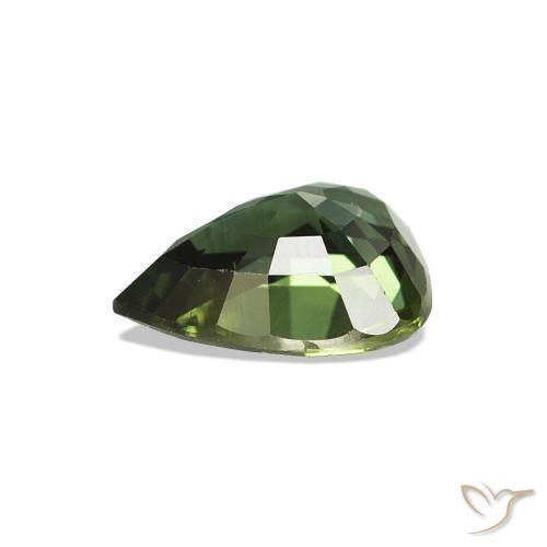 Saphir Vert foncé naturelle En forme de poire, 1.48 ct, VVS-VS