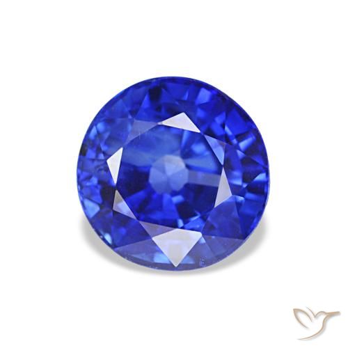 Saphir Bleu velours naturelle Coupe roude, 1.29 ct, VS