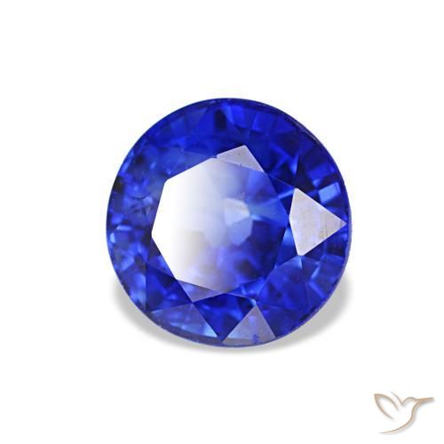 Saphir Bleu velours naturelle Coupe roude, 1.29 ct, VS