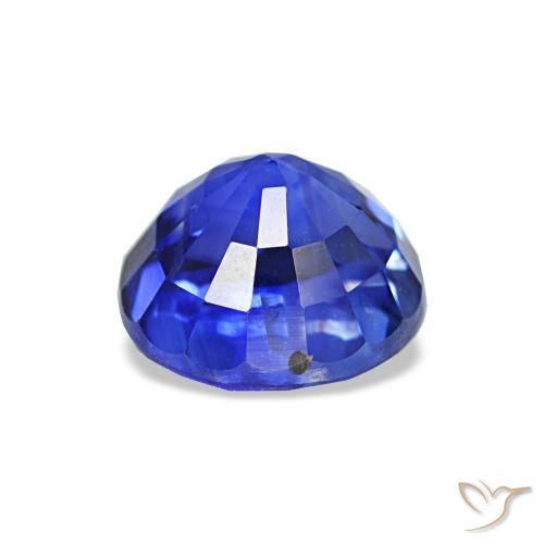 Saphir Bleu velours naturelle Coupe roude, 1.29 ct, VS