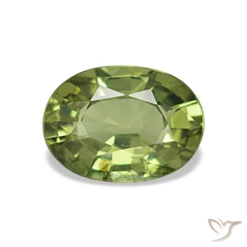 Saphir vert naturelle coupe ovale, 1,04 ct, VS-SI