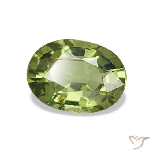 Saphir vert naturelle coupe ovale, 1,04 ct, VS-SI