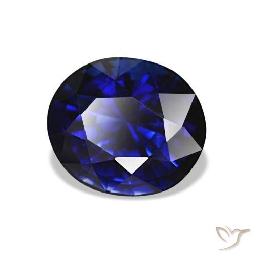 Saphir bleue naturelle coupe ovale, 1,34 ct, VVS